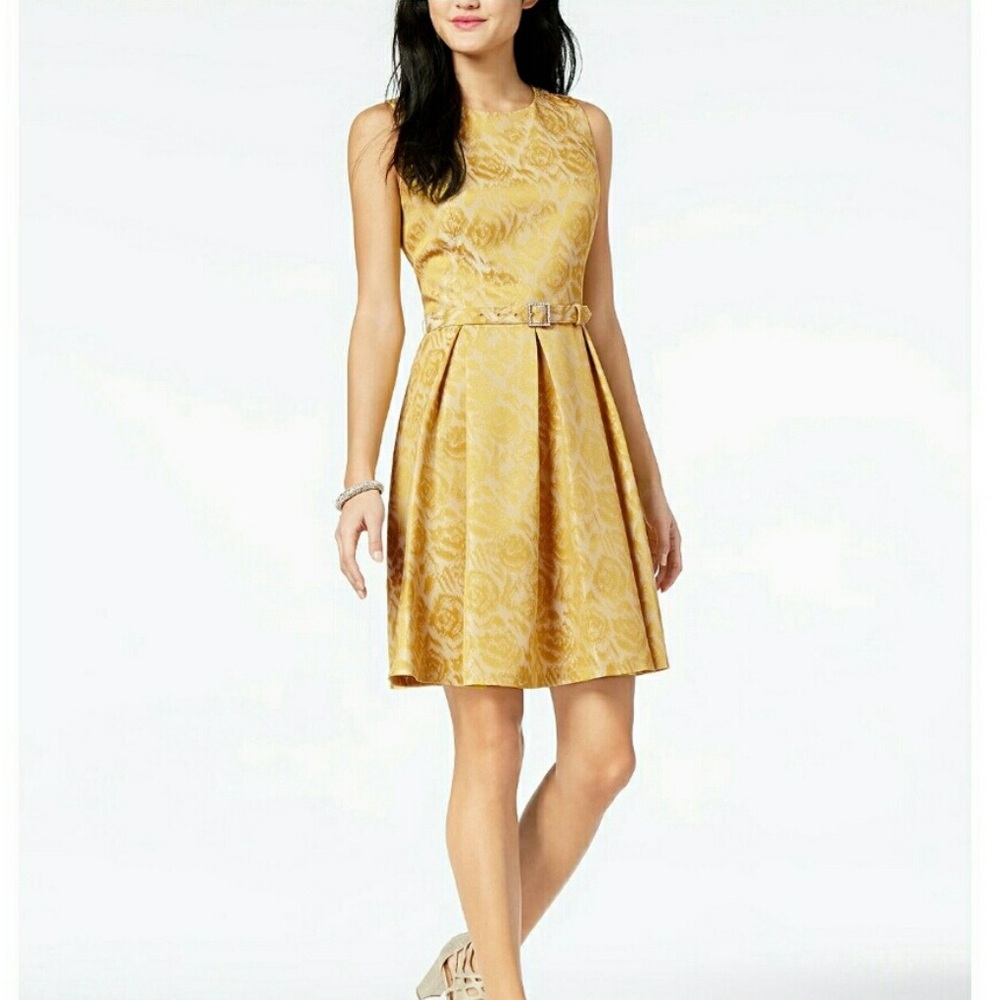 2/$30 Nine West Belted Jacquard Dress